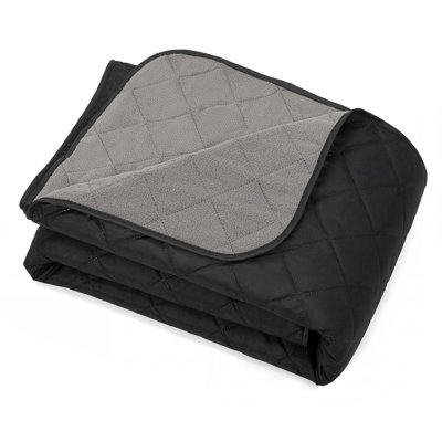 Waterproof Picnic Blanket 78.7x55 Inch, 3 Layer Oxford Cotton Fleece Outdoor Blanket, Windproof Portable Travel Camping Beach Stadium, Black