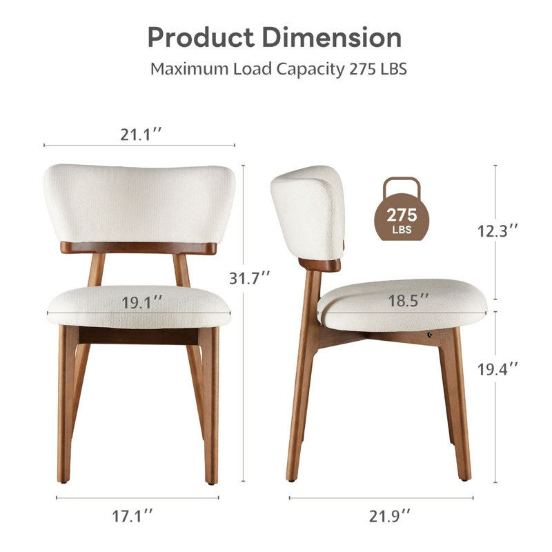 Chaises de salle à manger Devleta en velours, chaises capitonnées de style Mid-Century avec pieds en métal, Beige