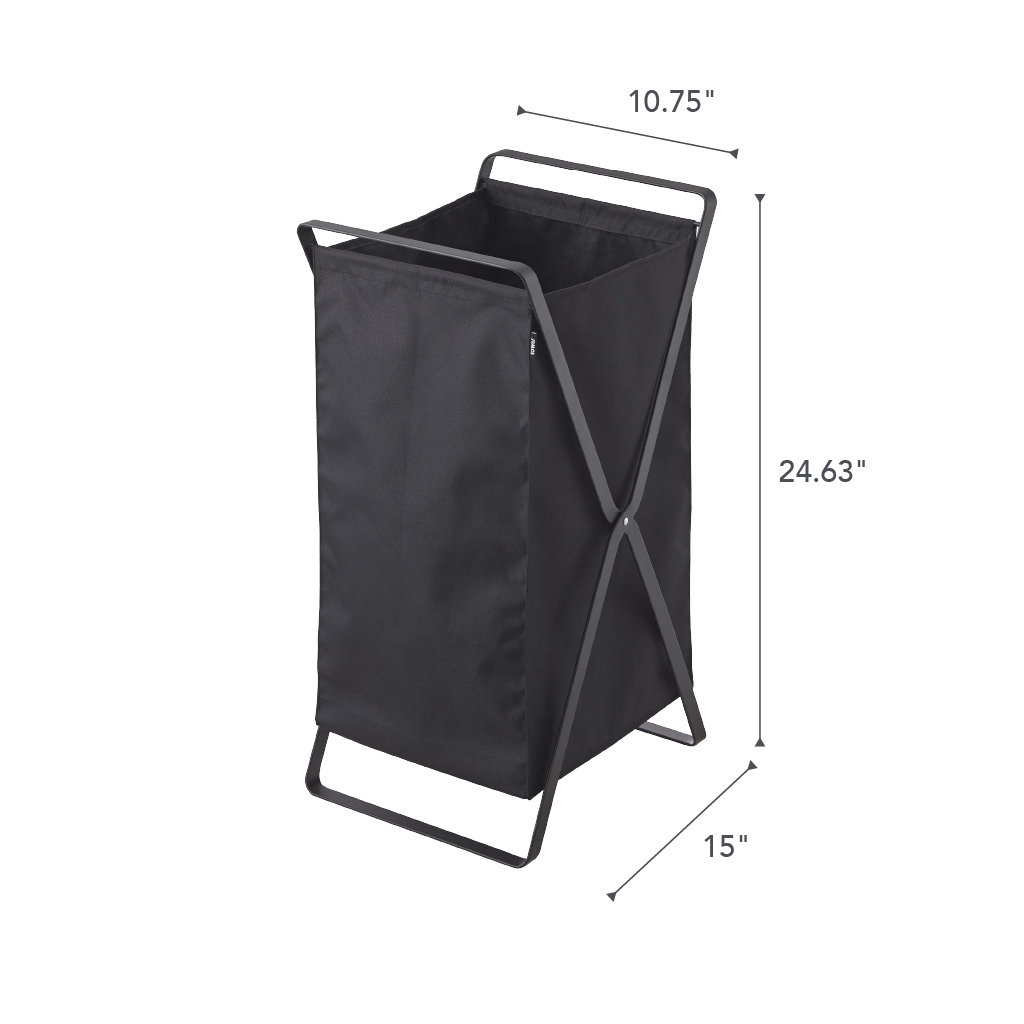 Yamazaki Home Steel Laundry Basket, Tall (25.2" H x 11.81" W x 14.17" D), Black