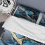 Ensemble de housse de couette abstrait doré et bleu saphir-101242529