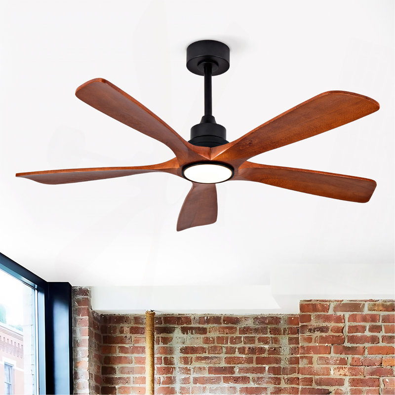 Hot Sales Ceiling Fans With Lights And Remote, 52 Inch Outdoor Ceiling Fan For Patios With Light 5 Solide Wood Blades Modern Ceiling Fan Noiseless Reversible DC Motor, Wood Fan For Farmhouse