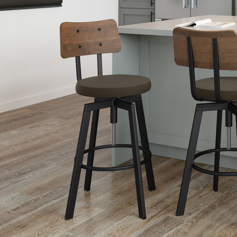 Tabouret de bar et de comptoir réglable Symmetry, Siège brun / cadre noir