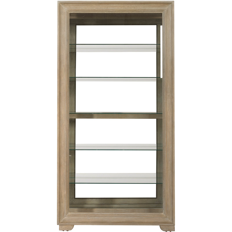 Light Brown Ash Wood 5-Shelf Lighted Curio Cabinet