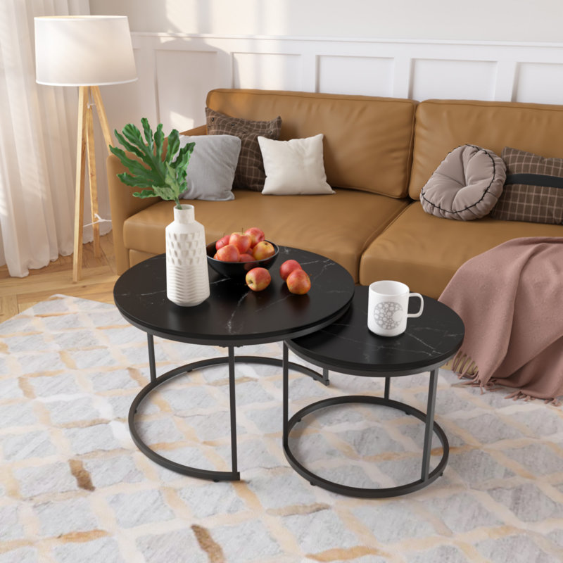 Ensemble de 2 tables basses gigognes, Noir