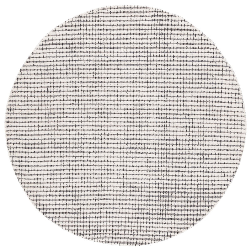 Tapis abstrait en laine à carreaux touffeté à la main, Rond 6 pi