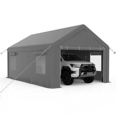 Heavy Duty 10x20ft Outdoor Gazebo Carport – Portable Garage Canopy with 2 Roll-Up Doors, 4 Ventilated Windows, UV-Resistant All-Season Waterproof Tarp, Reinforced Steel Poles For Car, Truck, Boat