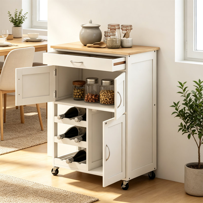 67 cm W Kitchen Island with, White