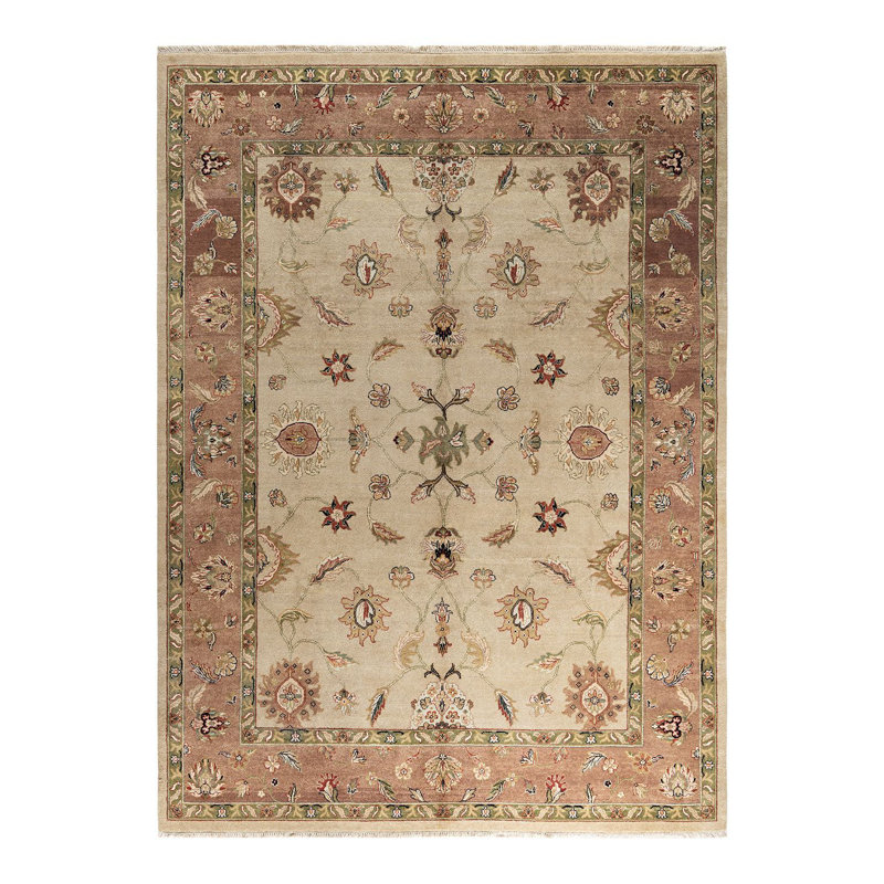 Handmade Sand Wool Rectangular Area Rug, 8' 10" x 11' 10"