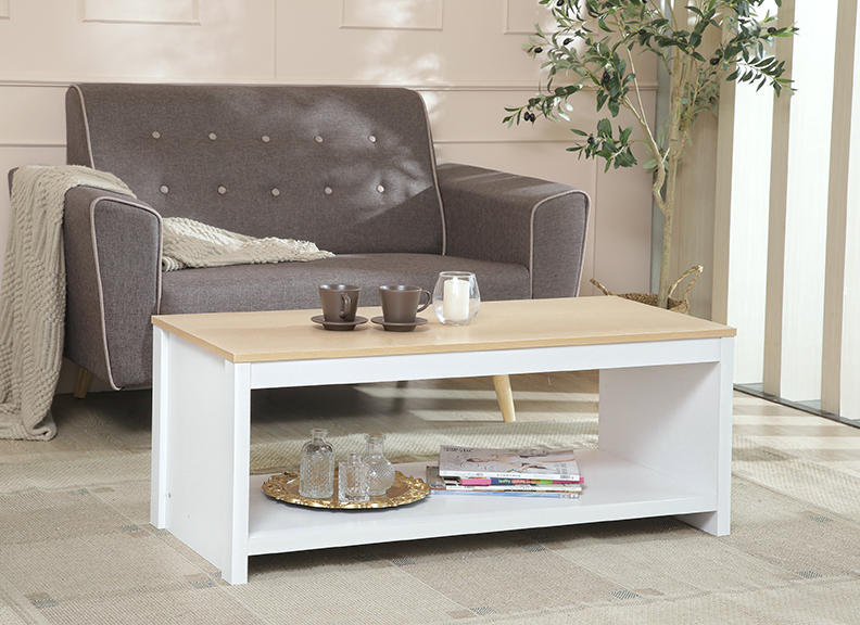 Lubeck Sled Coffee Table with Storage, White