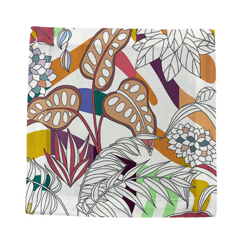 Sabi Jungle Hemstitch Cocktail 6" Linen/Cotton Napkin, Cherry