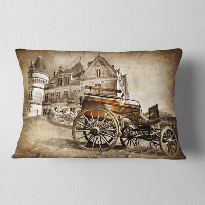 Medieval Castle with Carriage - Cars Printed Throw Pillow