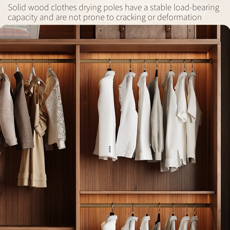 Simple And Elegant Wicker Sliding Wardrobe, 78.74" H x 47.24" W x 23.62" D