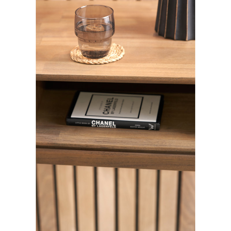 Takierra 120cm Solid Wood Top Console Table, Natural/Black