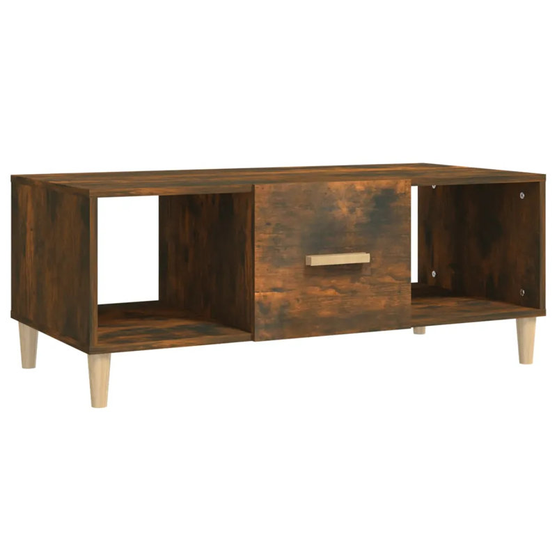 Four Leg Coffee Table with Storage, Smoked Oak/Brown
