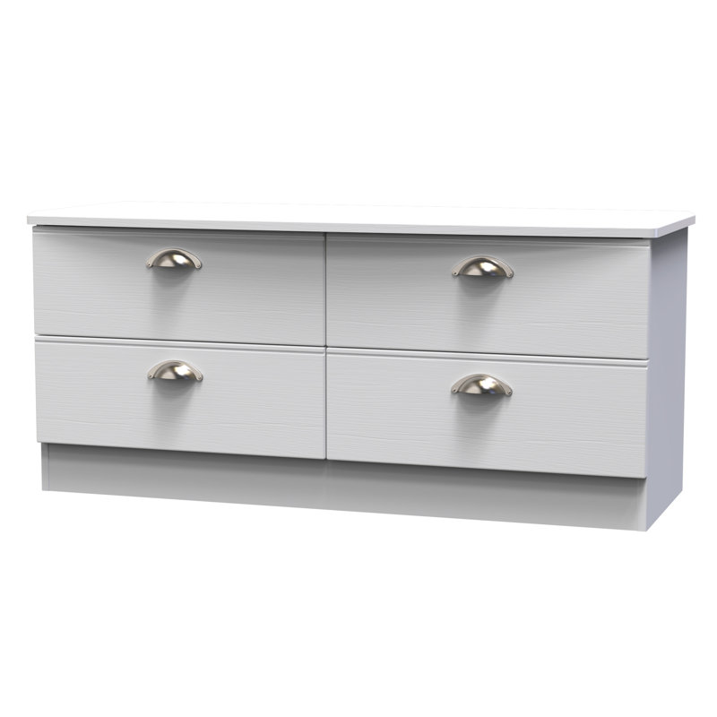 Fully Assembled Murier 4 Drawer Chest, White Ash/White Ash
