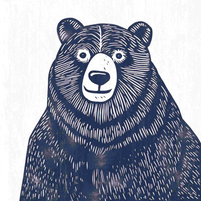" Bear Gray Block " Painting Print