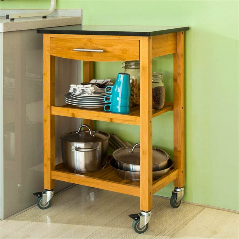 Dogra Kitchen Island, Black/Natural