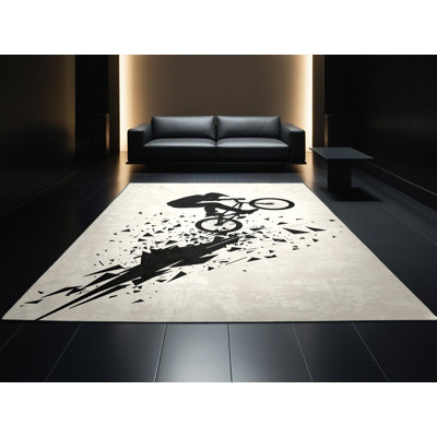 Tapis beige moelleux et moelleux à motif géométrique moderne et doux