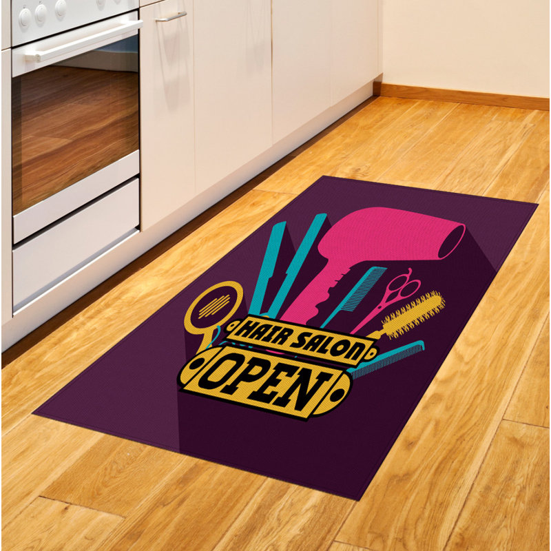 Hair Salon High Density Long Fiber Poly Threads Decorative Area Rug Carpet, Rectangle 2'7" x 5'