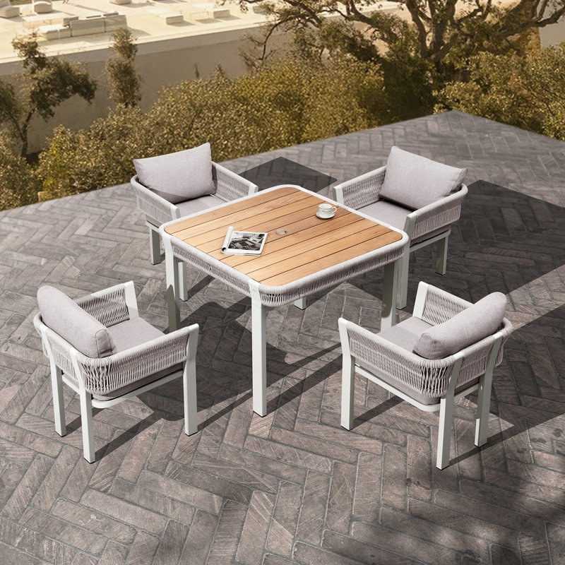 Borromeo 4 - Person Outdoor Patio Dining Set With Umbrella Hole, 4, 40" W For 4 Person