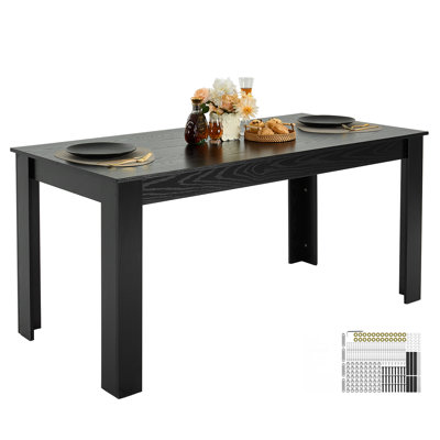 63in Rectangle Dining Table Wood Kitchen Table for 4-6 Person Black (Only Table)