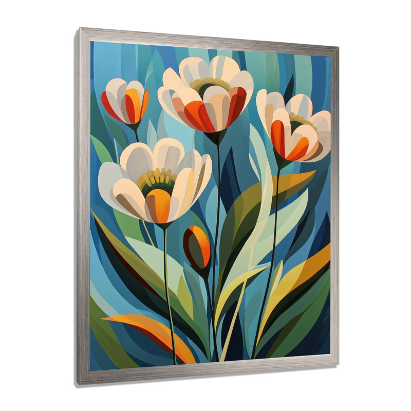 Berat - impressions murales florales, Argent argent, H 20 po x l 12 po, Reproduction encadrée d'une seule photo