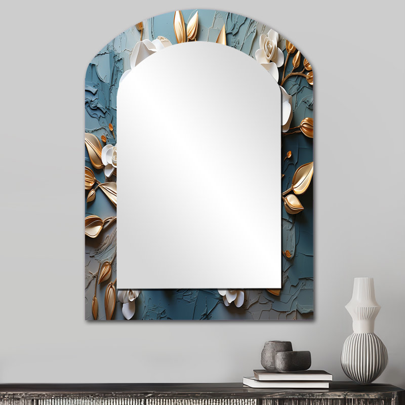 Miroir mural blanc et doré, 34 po x 25 po