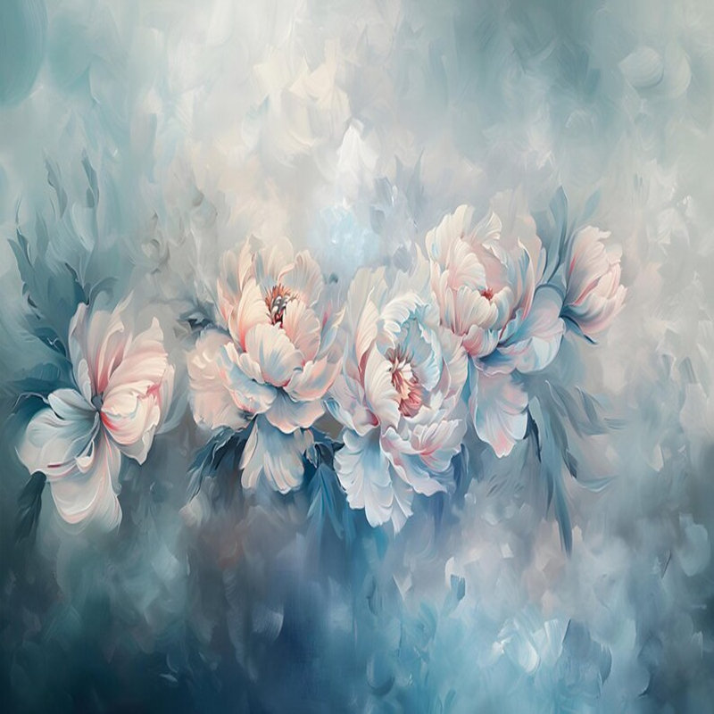 Papier peint Soft Misty Peony Bloom, L 108 po x l 96 po