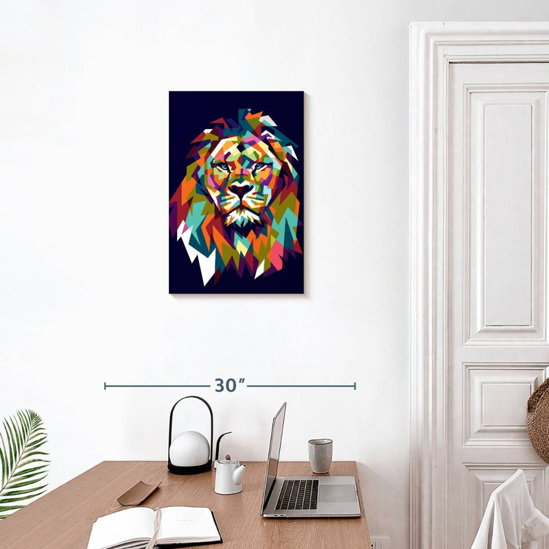 Brampt Lion Head Mosaic, 24" H x 16" W
