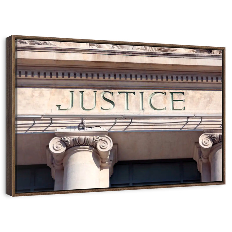 Enseigne de cour de justice, Cadre flottant en noyer, 31 po x 21 po