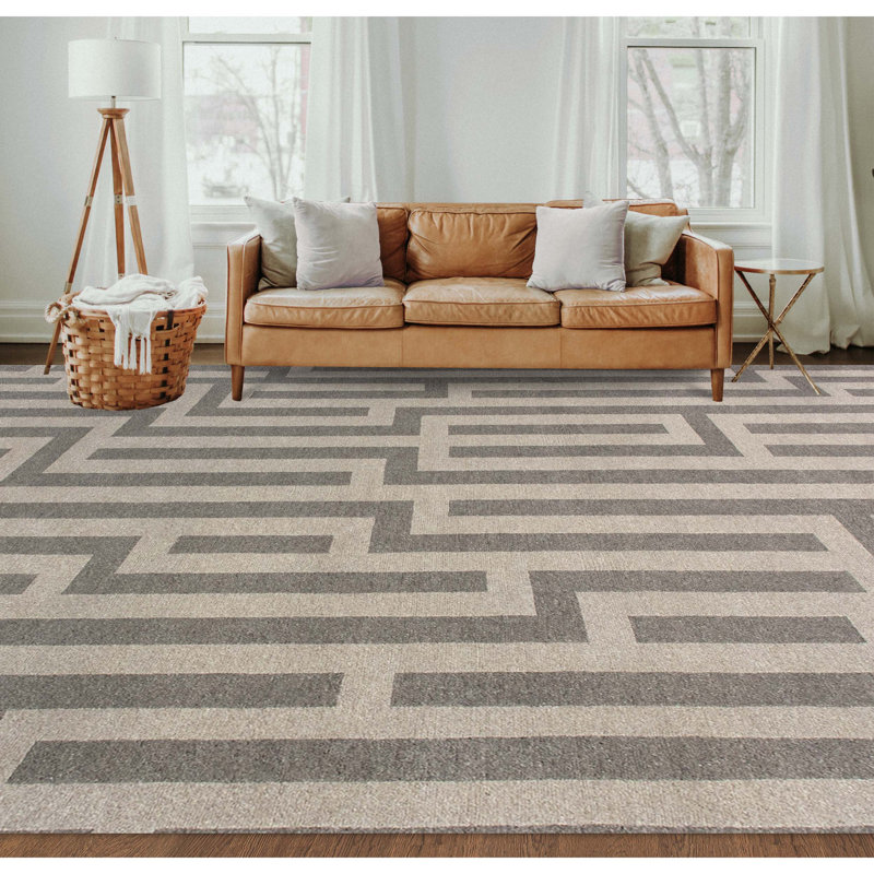 Wool Geometric Area Rug, Rectangle 6' x 9'