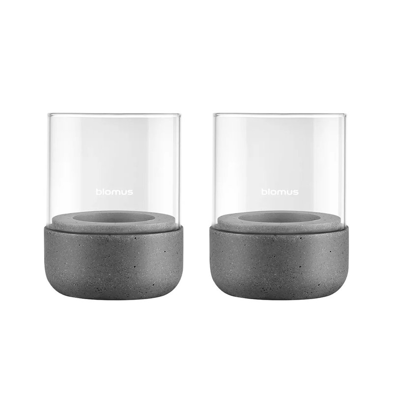2 Piece Glass Set, 9.5 cm H x 7 cm W x 7 cm D, Dark Grey