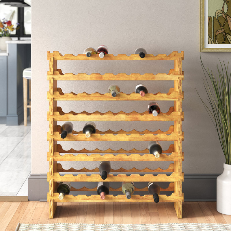 Apollonia Solid Wood Floor Wine Bottle Rack in Brown