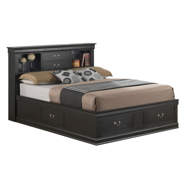 Citronelle Bookcase Storage Bed, Queen, Black