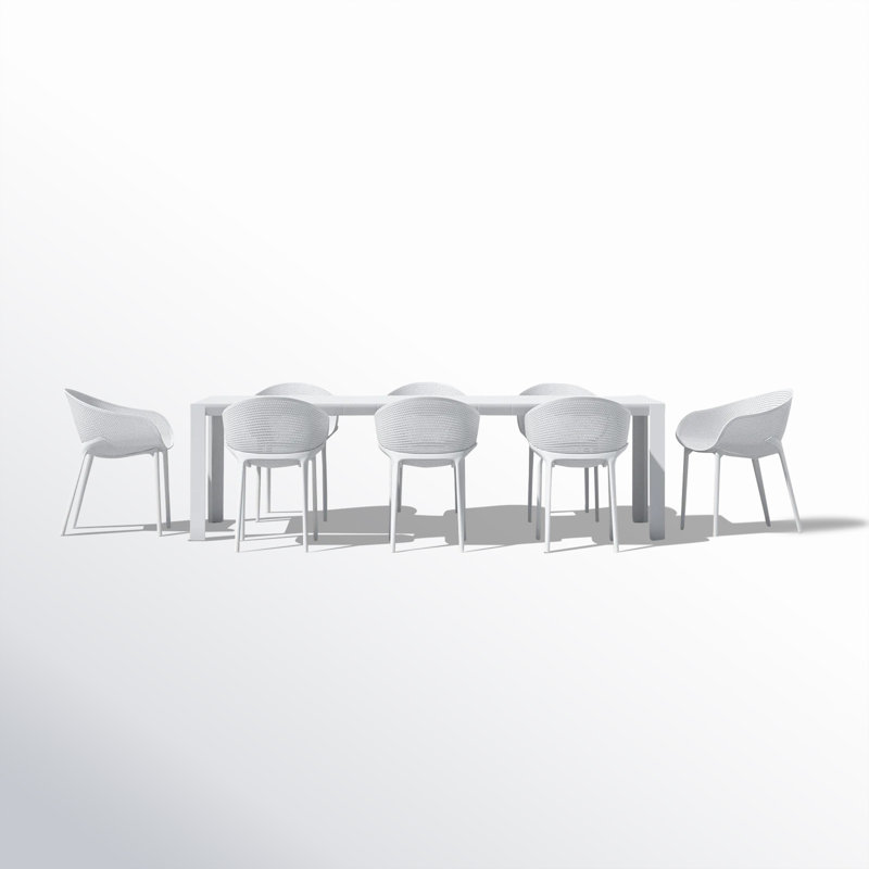 Farrah 9-Piece Extendable Patio Dining Set, White