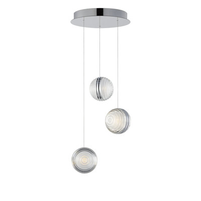Aliese 3 Light Acrylic Dimmable LED Pendant