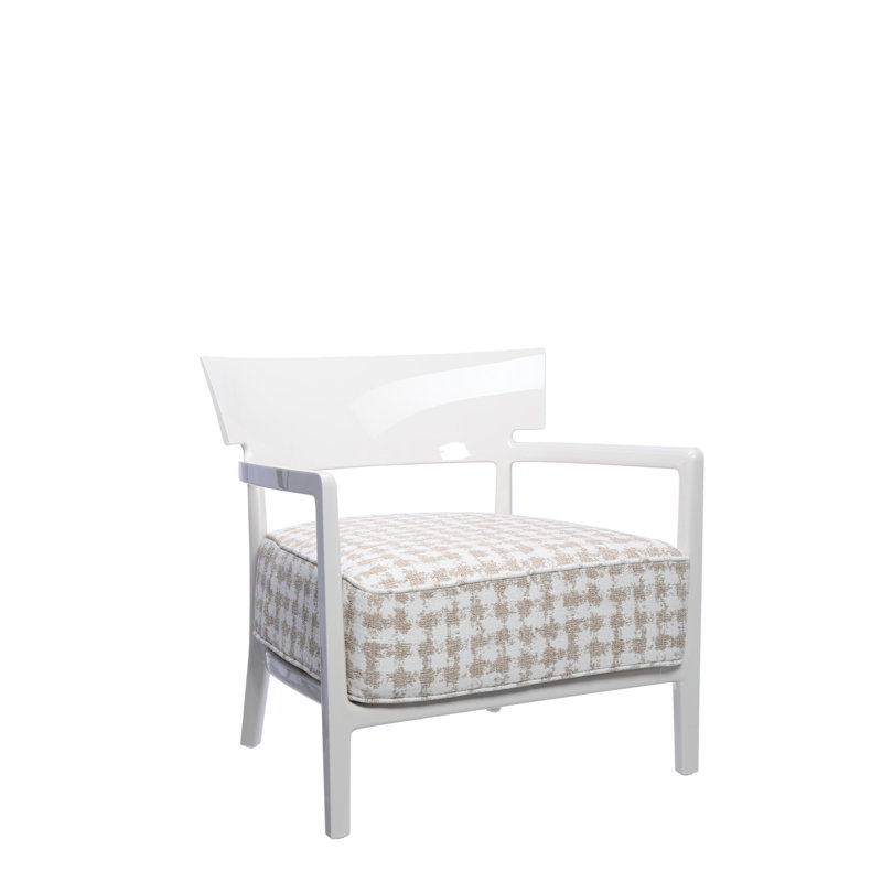 Chaise de patio avec coussins Cara, Blanc / Beige, Ivoire