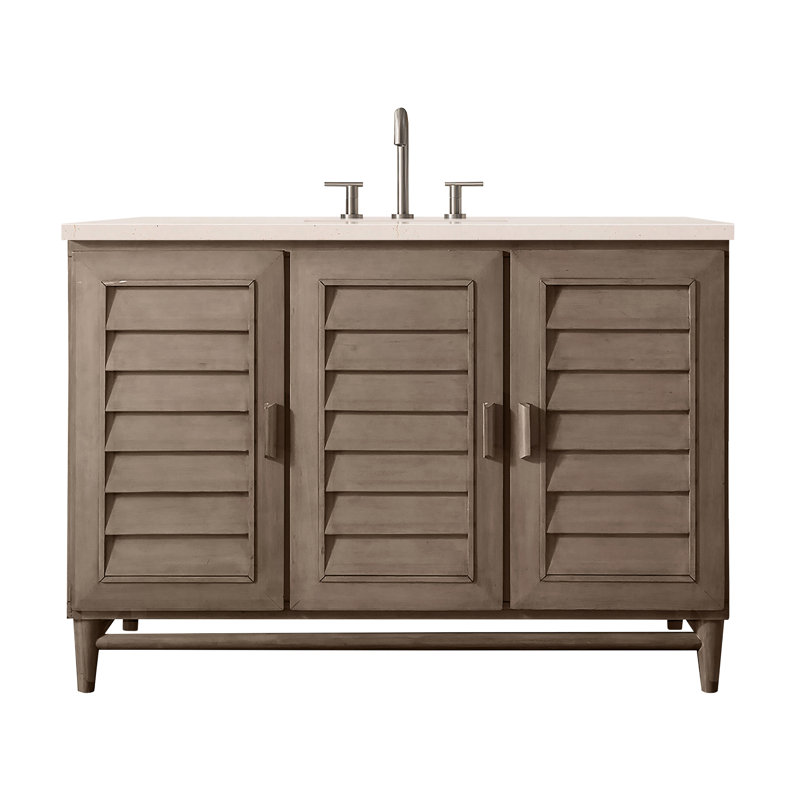 Portland 48'' W Single Vanity, Whitewashed Walnut, Ethereal Noctis, Widespread