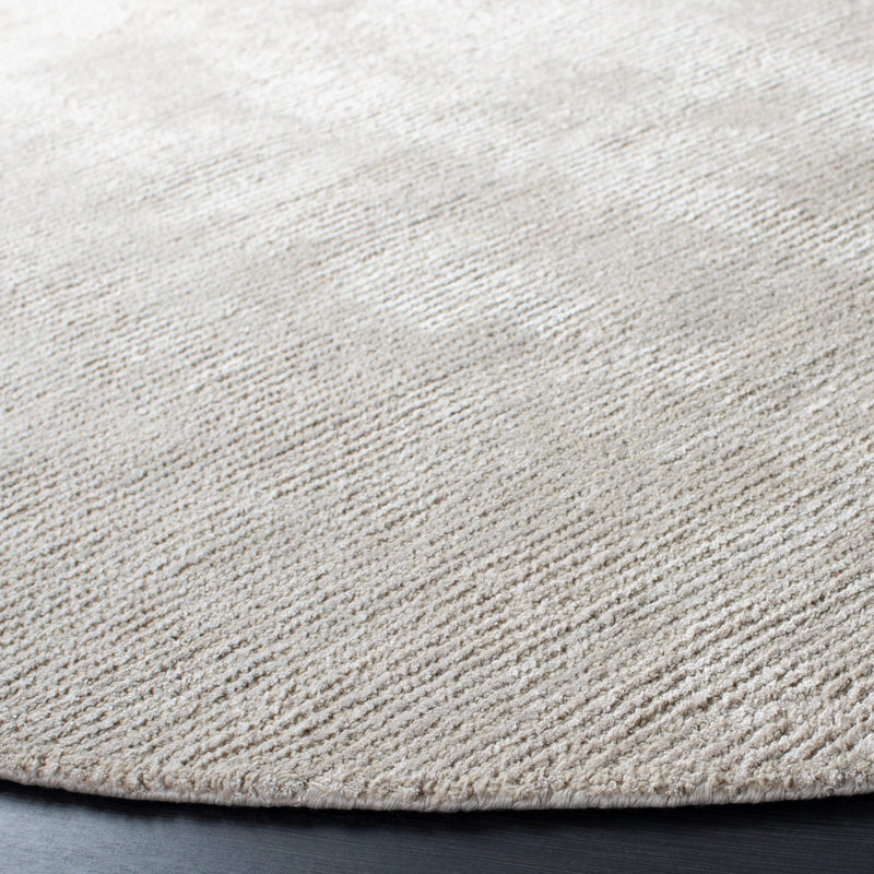 Lutalo Hand Tufted Viscose/Wool Pile Solid Color Rug in Beige, Round 4'