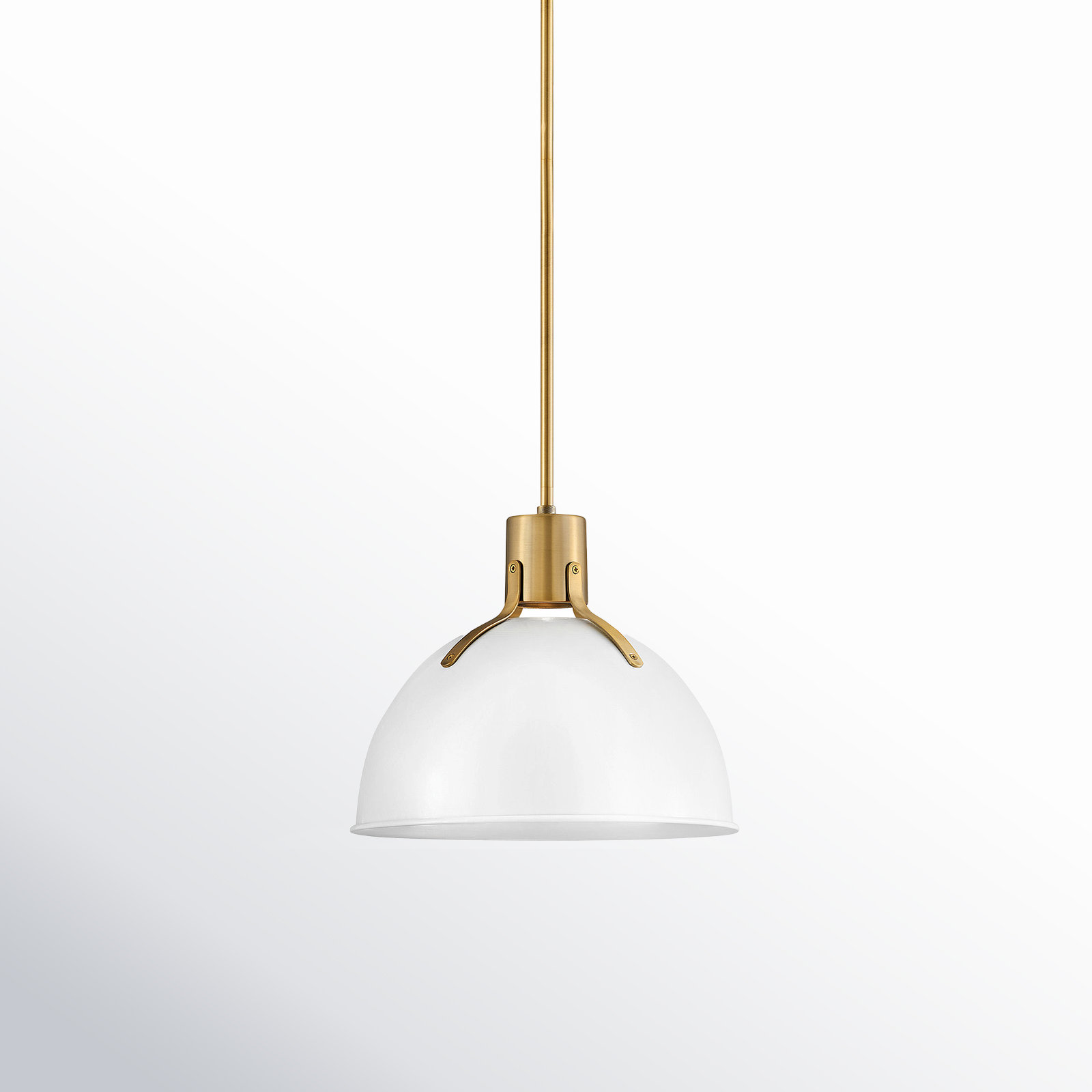 Clendon 1 - Light Single Dome Pendant, Polished White, 12.25" H x 14" W x 14" D, Polished White