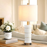 25" Resin Single Table Lamp With USB,Tyoe-C Ports