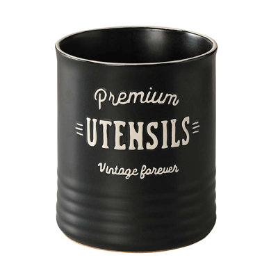 DOWAN 6.2" Farmhouse Utensil Holder - Extra Large Matte Black
