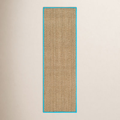 Natural Turquoise Bamboo Seagrass Rug