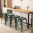 Metal Bar Stools Set of 4, Counter Height Bar Stools 24 Inches Industrial Bar Chairs Patio Stool Indoor-Outdoor Counter Height Stools with Square Seat-689061649-689061660