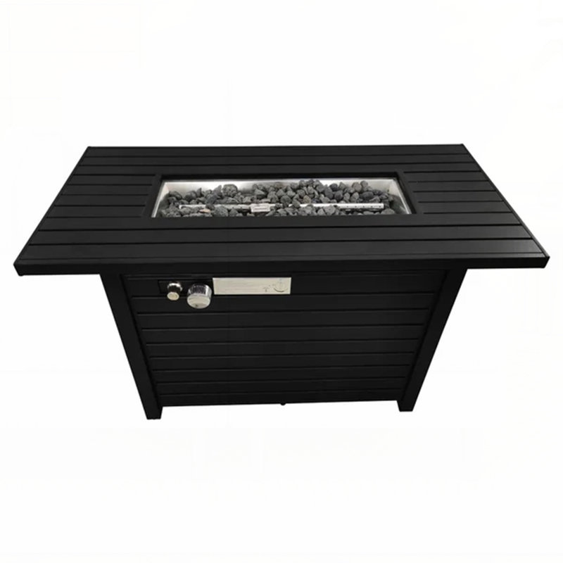 Table de foyer d'extérieur en acier avec couvercle pour une utilisation polyvalente et un divertissement de patio élégant, idéal pour les rassemblements et les soirées douillettes.