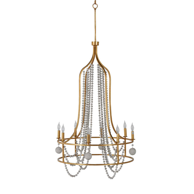 Neville 1 - Light Candle Style Empire Chandelier with Wood Accents