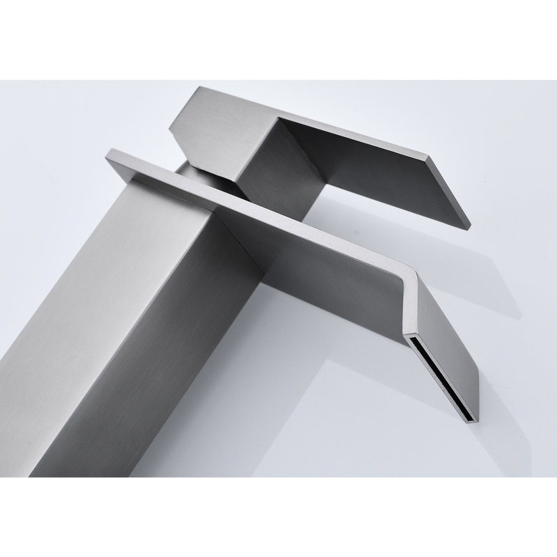 Elegant Bathroom Sink Faucet With Waterfall Design - Brushed Nickel, Single Handle, Stainless Steel Body Nickel Handle For Convenient Temperature Adjustment, Made