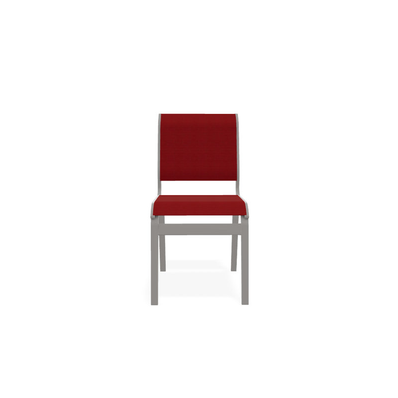 Chaise d'appoint de salle à manger Hiraku, Rouge 1D Sunbrella®, Gris chaleureux texturé