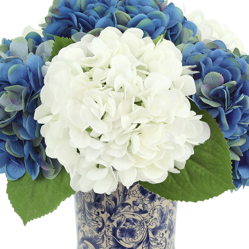 Hydrangea Arrangment In A Chinoiserie Vase, Blue/White