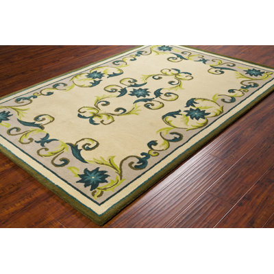 Venegas Authentic Hand-Tufted Handmade Cream, Teal, Olive Green  Taupe Transitional Wool Area Rug